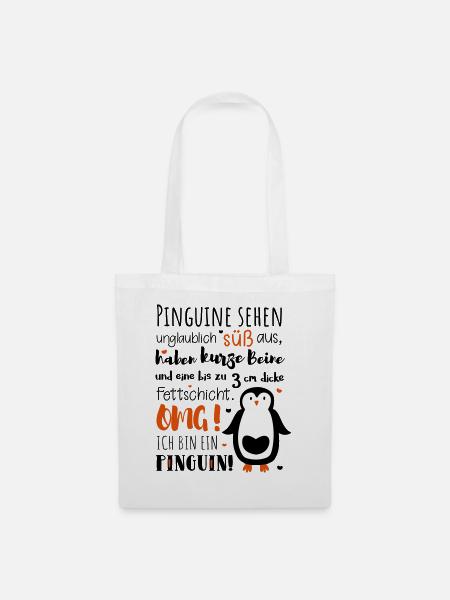 Lustig Pinguin Diät dick Tier fett Spruch Geschenk - Stoffbeutel - Weiß