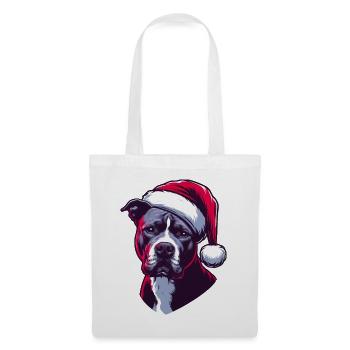 Pitbull Wearing Santa Claus Hat - Tote Bag - white - Front