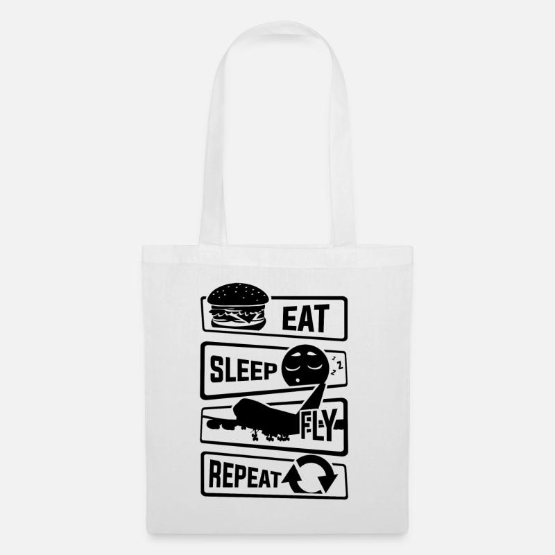 Eat Sleep Fly Repeat - Flugzeug Pilot Flieger Flug - Stoffbeutel - Weiß