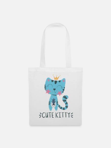 Süße Katze - Stoffbeutel - Weiß