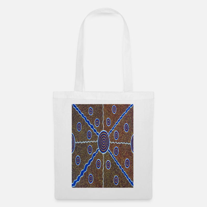 Kunst der australischen Aborigines - Stoffbeutel - Weiß