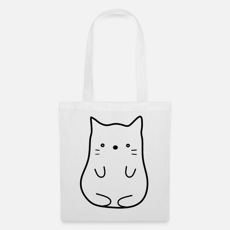 Katze schwarz - Stoffbeutel - Weiß