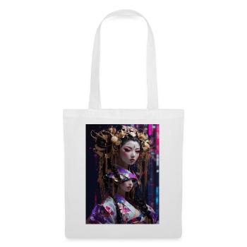 Neo-Geisha: Cyberpunk Anime Style - Sac en tissu - blanc - Devant