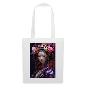 Neo-Geisha: Cyberpunk Anime Style - Sac en tissu - blanc - Devant