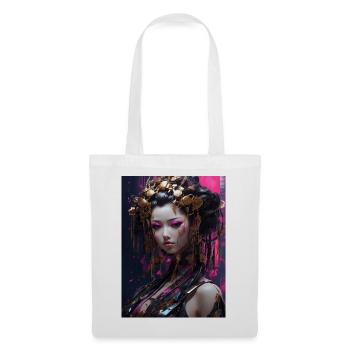 Neo-Geisha: Cyberpunk Anime Style - Sac en tissu - blanc - Devant