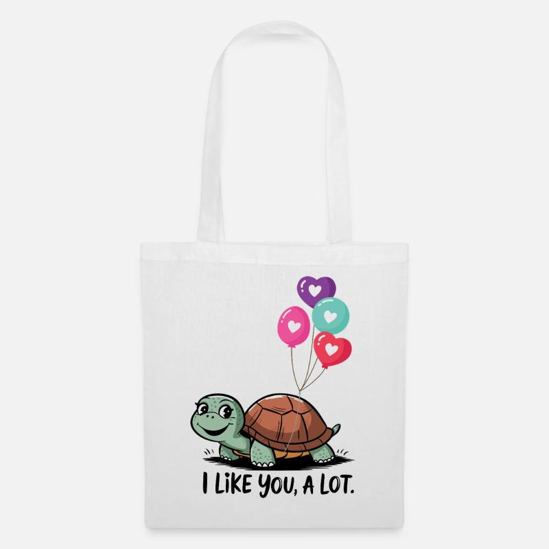 Turtle with Heart Balloons - Tote Bag - white