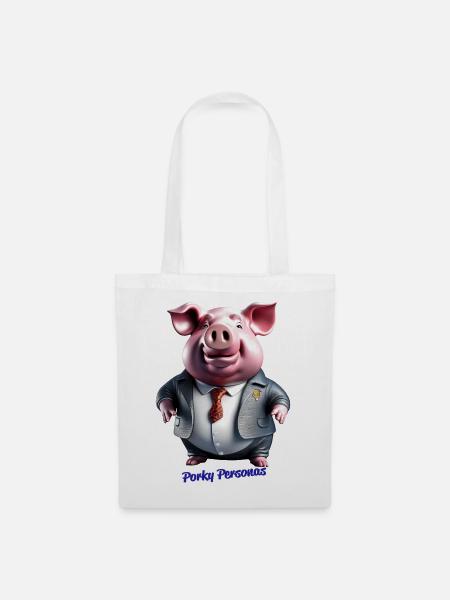 Schweinefleischige Persönlichkeiten. Lustige Schweine-Charaktere - Stoffbeutel - Weiß