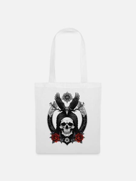 skull and crow - Stoffbeutel - Weiß