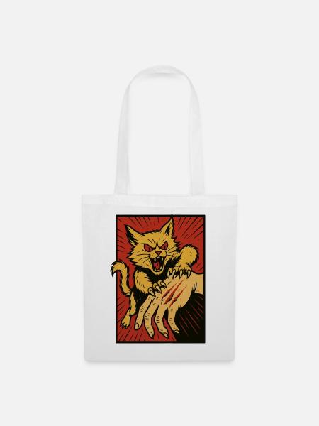 Crimson Claw Cat Angriff - Stoffbeutel - Weiß