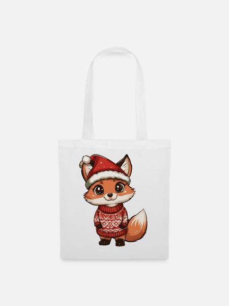 Fuchs Weihnachten - Stoffbeutel - Weiß