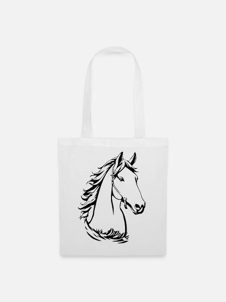 Pferdekopf Pferd Reiten Mädchen Geschenk - Stoffbeutel - Weiß