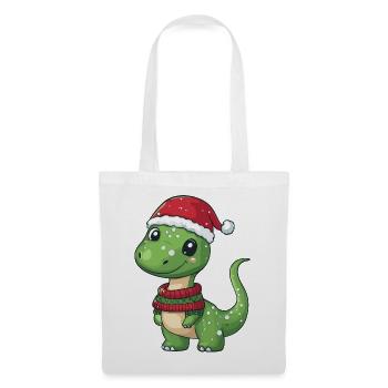 Dinosaure brontosaure Noël - Sac en tissu - blanc - Devant