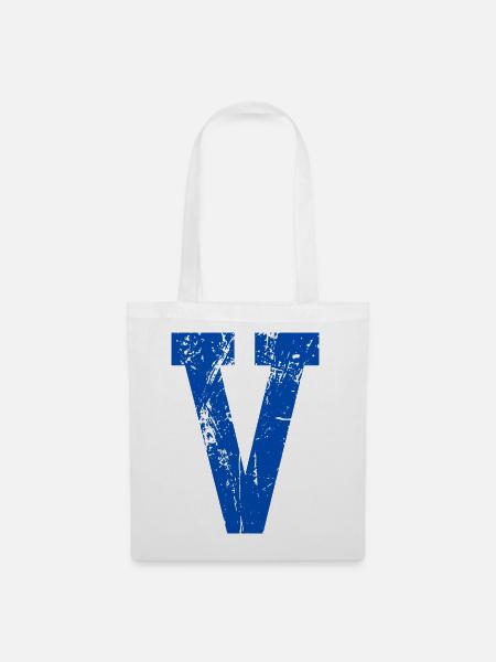 Letter v Sport Retro - Stoffbeutel - Weiß