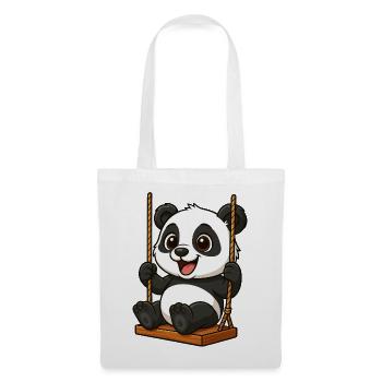 Süßer Panda auf der Schaukel Cartoon Spielplatz - Stoffbeutel - Weiß - Vorne