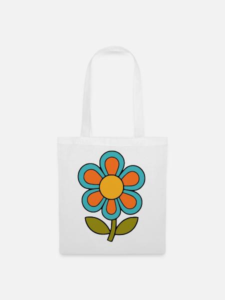 70er Jahre Blume Muster Retro flowerpower - Stoffbeutel - Weiß