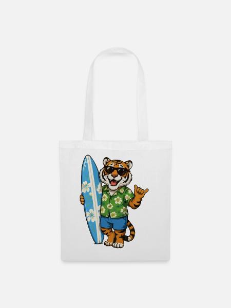 Surftiger im Hawaii-Hemd - Stoffbeutel - Weiß