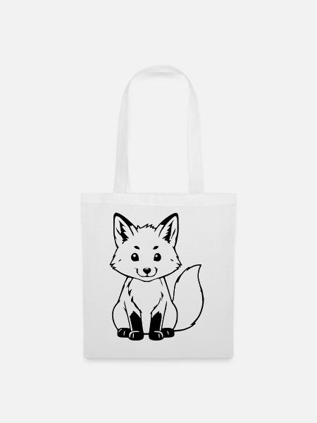 Schwarzer Fuchs Geschenk - Stoffbeutel - Weiß