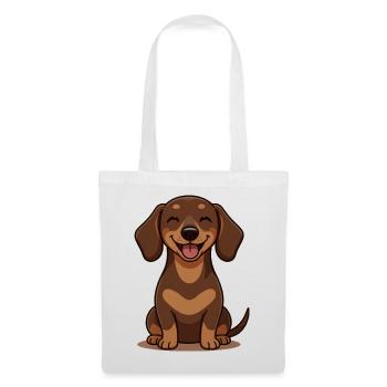 Chemise sourire en dessin animé Teckel mignon - Sac en tissu - blanc - Devant