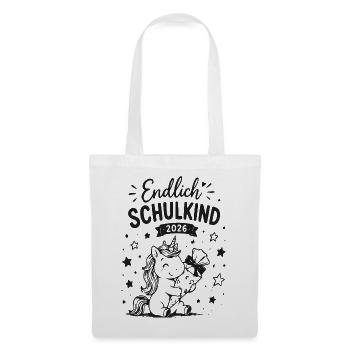 Endlich Schulkind 2026 Einhorn - Stoffbeutel - Weiß - Vorne