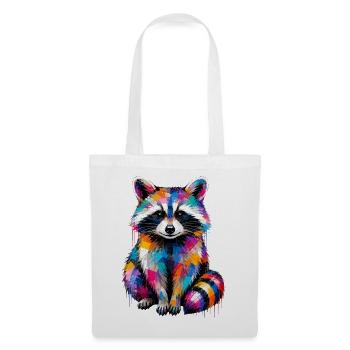 Bunter Waschbär mit Farbklecksen  - Stoffbeutel - Weiß - Vorne