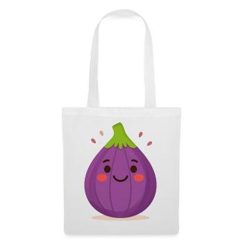 Purple Kawaii Fig – Sweet Fruit Illustration Art - Tote Bag - white - Front