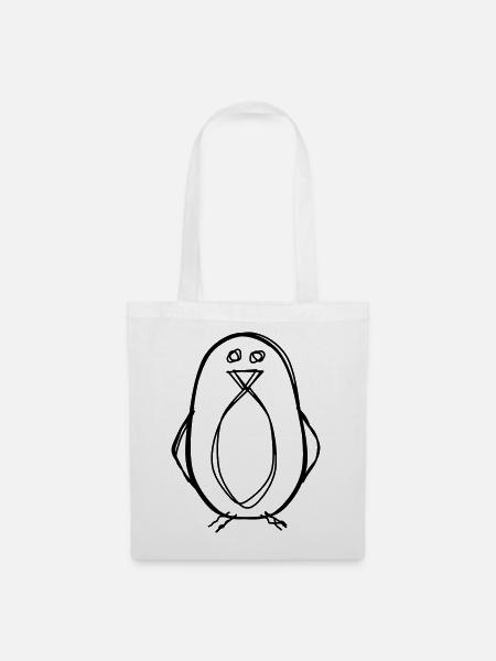 Pinguin handgezeichnet - Stoffbeutel - Weiß