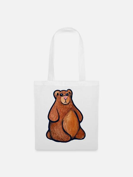 Kuschelbär-Aquarell - Stoffbeutel - Weiß