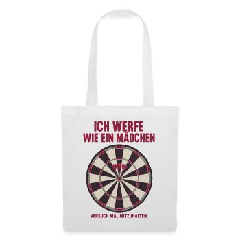 Dartspielerin Frauen Darts Bullseye Girl Power - Stoffbeutel - Weiß - Vorne