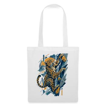 Bouldern Leopard – Abstraktes Klettern - Stoffbeutel - Weiß - Vorne