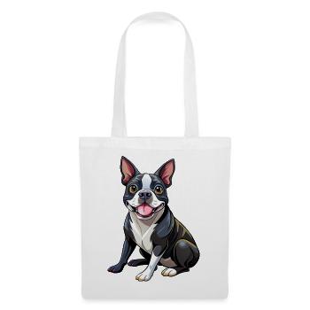 Boston Terrier Hundesitting - Stoffbeutel - Weiß - Vorne