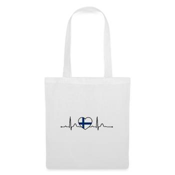 Finlande Heartline Heartbeat Scandinavie Vacances - Sac en tissu - blanc - Devant