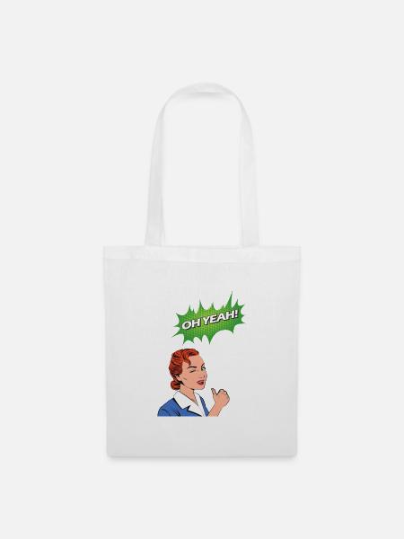 Oh Yeah Comic Comicstyle Cartoon Sprechblase Nerd - Stoffbeutel - Weiß