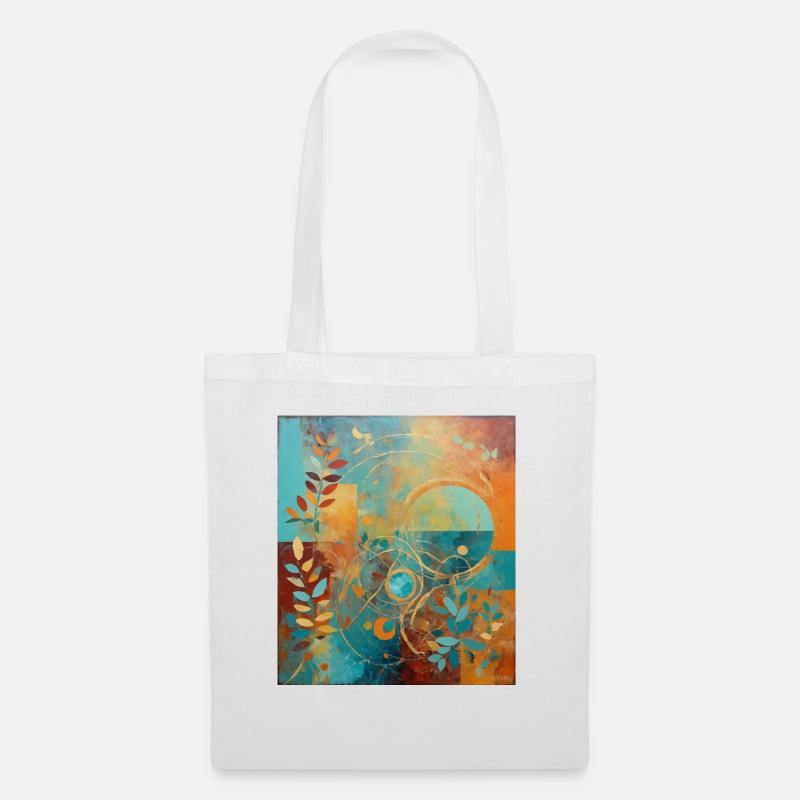 Composition abstraite avec des feuilles et des cercles - Sac en tissu - blanc