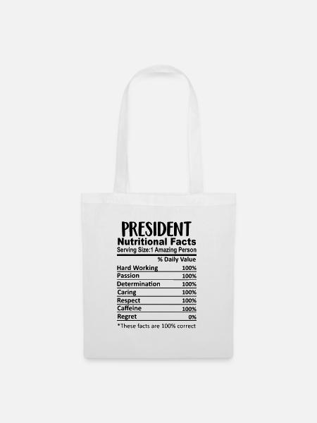 Präsident Nährwertangaben lustig - Stoffbeutel - Weiß
