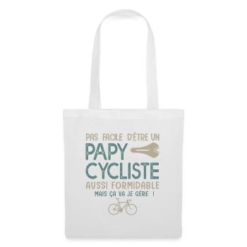 papy cycliste formidable vélo velo vélos - Sac en tissu - blanc - Devant