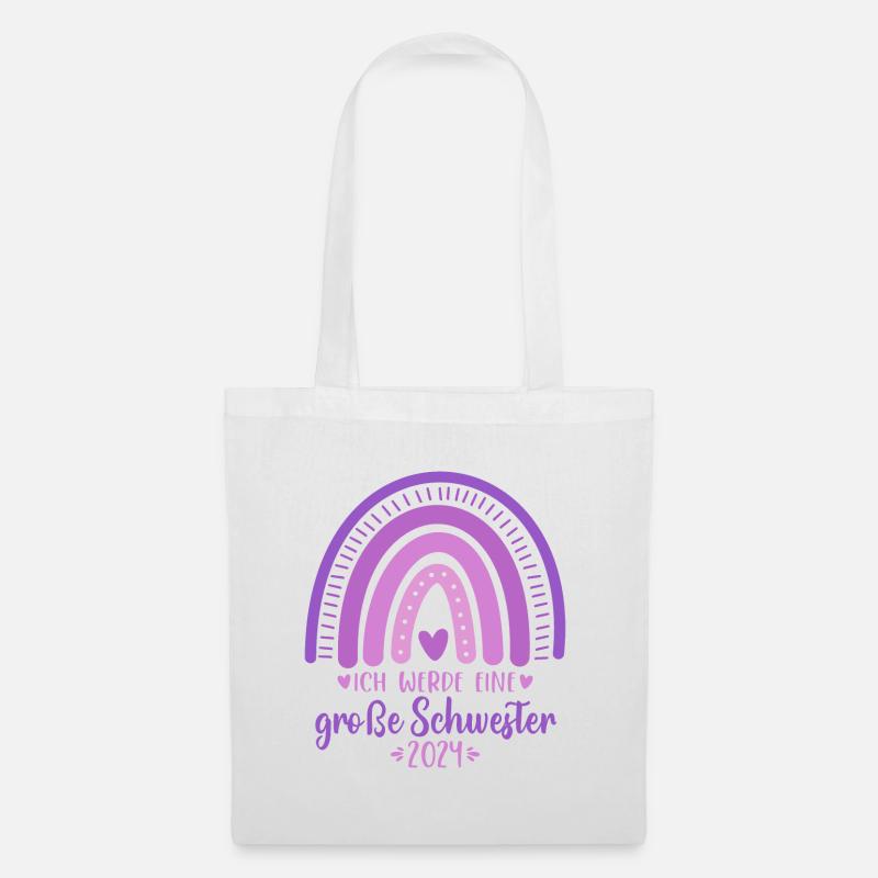 Ich werde eine große Schwester 2024 - Stoffbeutel - Weiß