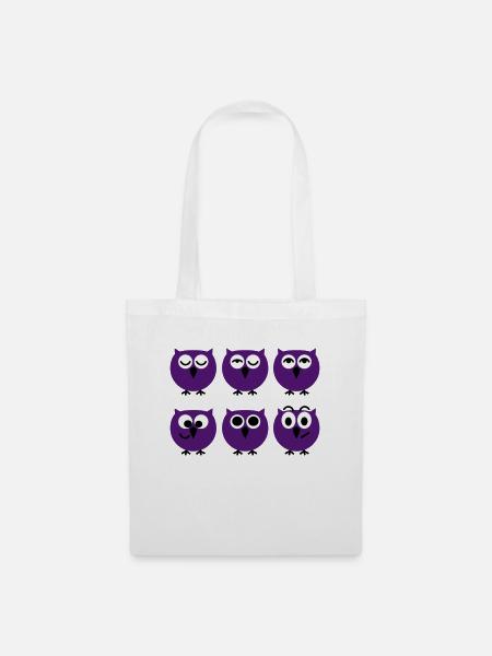 Lustige Eulen Gesichter | T-Shirts selbst gestalte - Stoffbeutel - Weiß