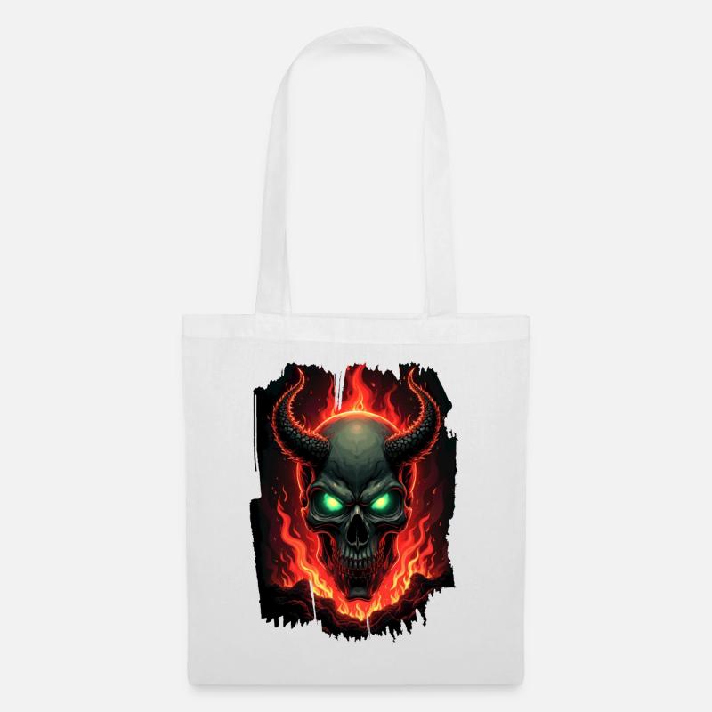 Hellfire Skull - Tote Bag - white