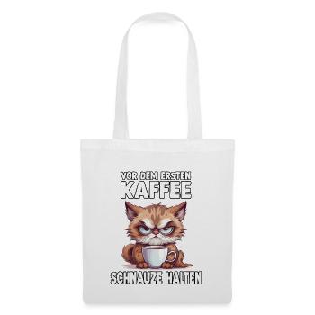 Geschenk für Katzenbesitzer und Morgenmuffel - Stoffbeutel - Weiß - Vorne