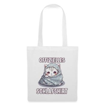 Kuscheliges Katzen T-Shirt für gemütliche Nächte - Stoffbeutel - Weiß - Vorne