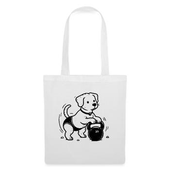 Kettlebell Hund Training Buddies Sport Geschenk - Stoffbeutel - Weiß - Vorne