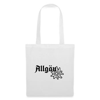 Allgäu Schriftzug mit Edelweiß - Allgäuer Design - Stoffbeutel - Weiß - Vorne