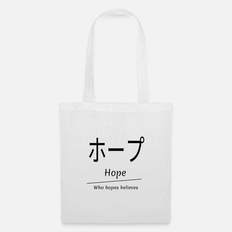 Hoffnung, hope, Japanische Zeichen, Schlicht - Stoffbeutel - Weiß