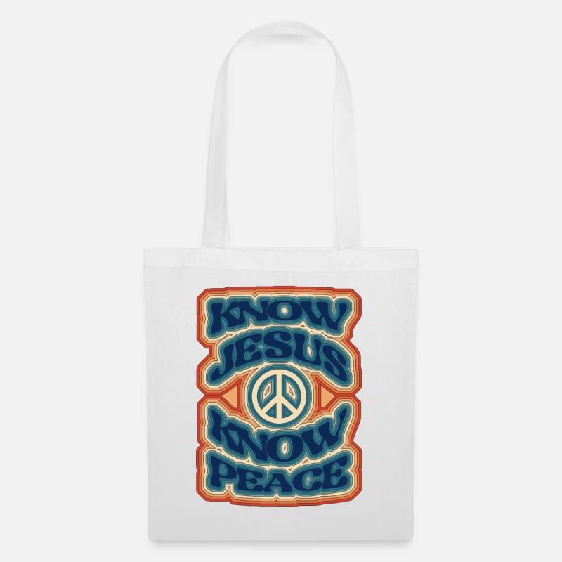 Know Jesus, know peace - 70s style - Tote Bag - white