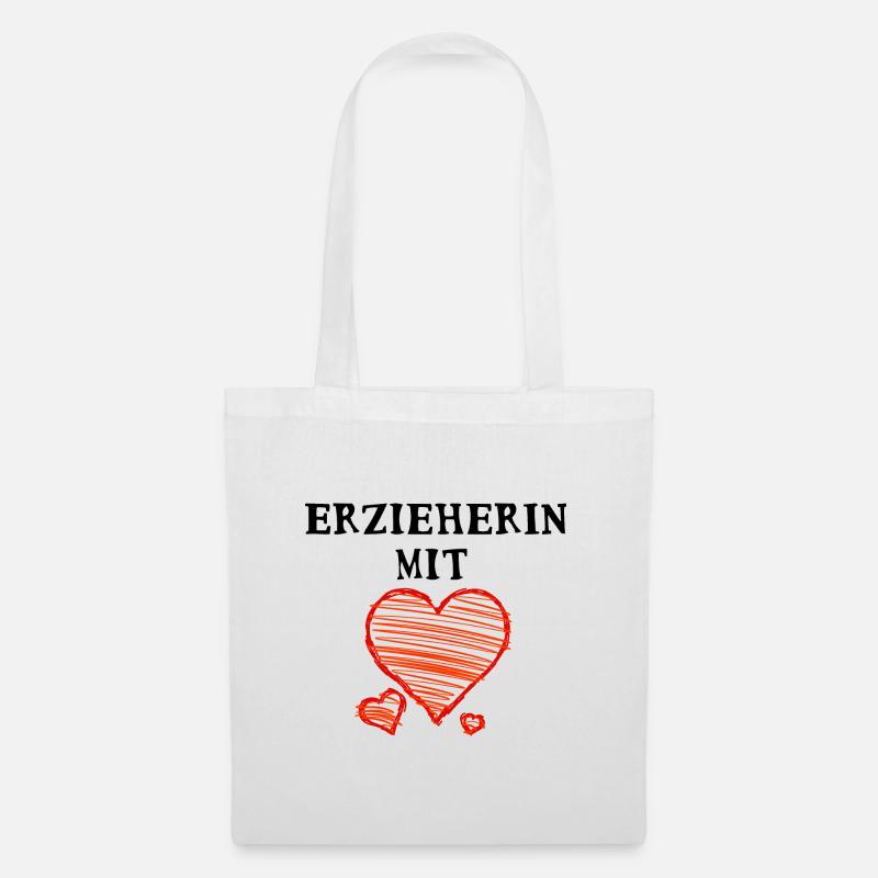 Erzieherin mit Herz - Stoffbeutel - Weiß