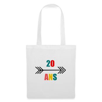 20 ANS,20e ANNIVERSAIRE,ANNIVERSAIRE 20 ANS,20 - Sac en tissu - blanc - Devant