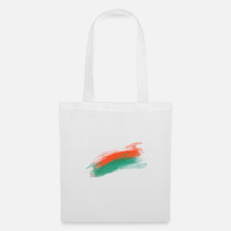 Orangen-Teal Pinselstrich Kunstdesign - Stoffbeutel - Weiß