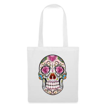 Floral Sugar Skull Tattoo - Mexikanischer Stil - Stoffbeutel - Weiß - Vorne