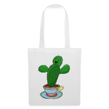 Cactus in cup funny positive vibes illustration - Tote Bag - white - Front