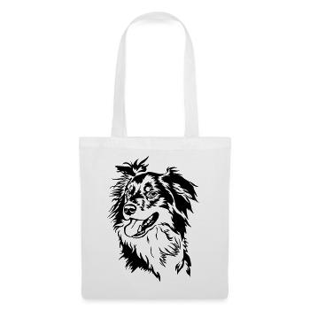 Tête de Border Collie - Sac en tissu - blanc - Devant